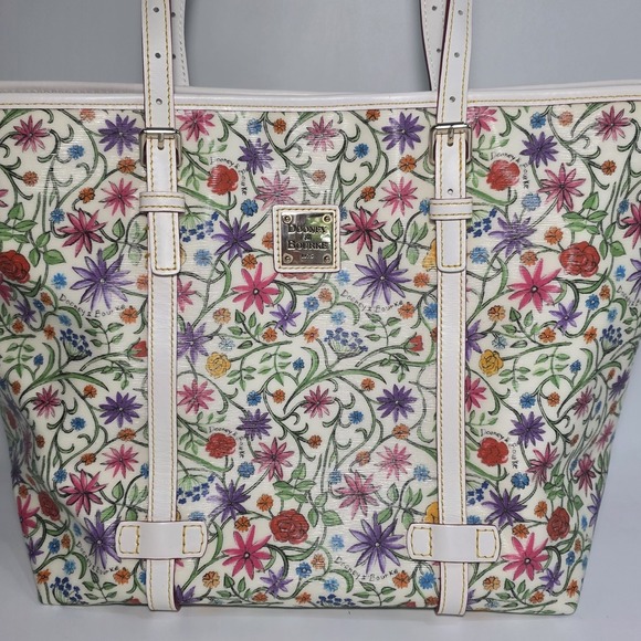Dooney Bourke Botanical Floral Flowers Large East West Shopper Tote Bag Purse - Picture 3 of 16
